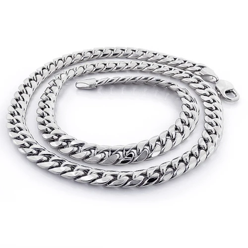 10K White Gold Miami Cuban Link Chain In 22-40in 11mm