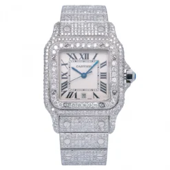 Women's Diamond Watch Cartier Santos De Cartier 29mm White Dial
