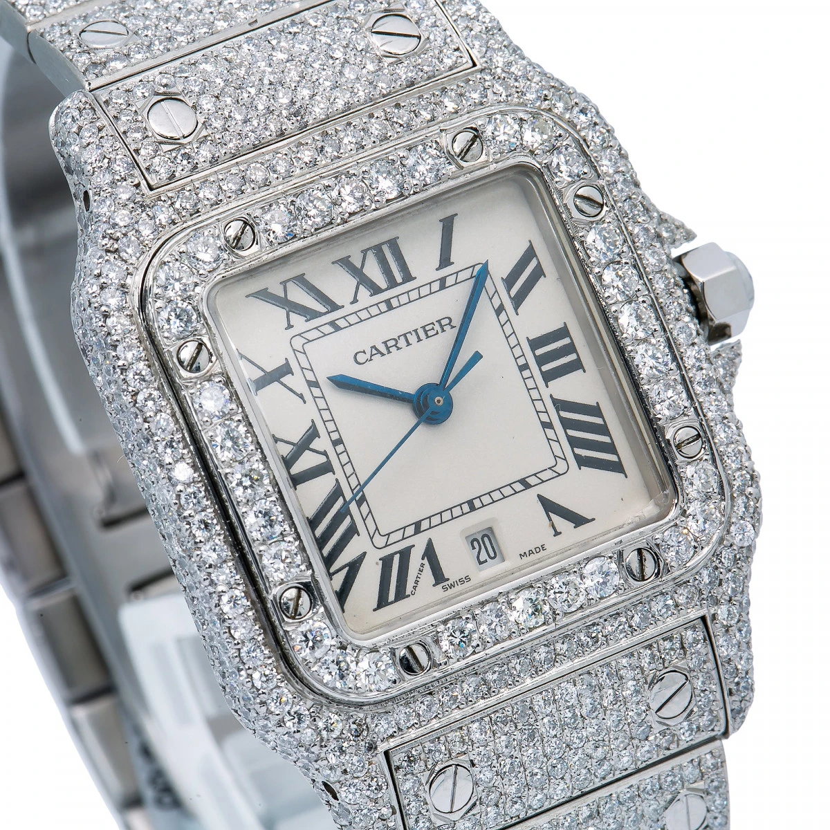 Women's Diamond Watch Cartier Santos De Cartier 29mm White Dial - Image 4