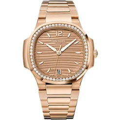 Women's Diamond Watch Patek Philippe Nautilus 35mm 18K Gold Tone Dial