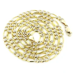 10K Yellow Gold Diamond Cut Figaro Chain For Men 4.5mm 22-24in