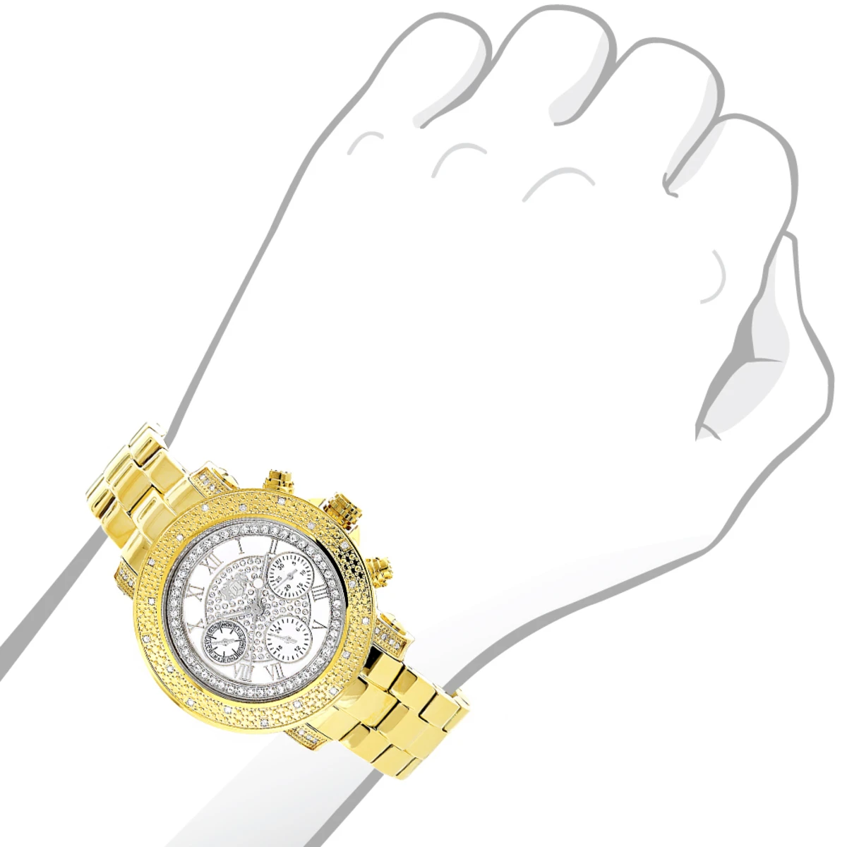 Yellow Gold Plated Luxurman Diamond Watch For Women 0.3ct White MOP Montana - Image 3