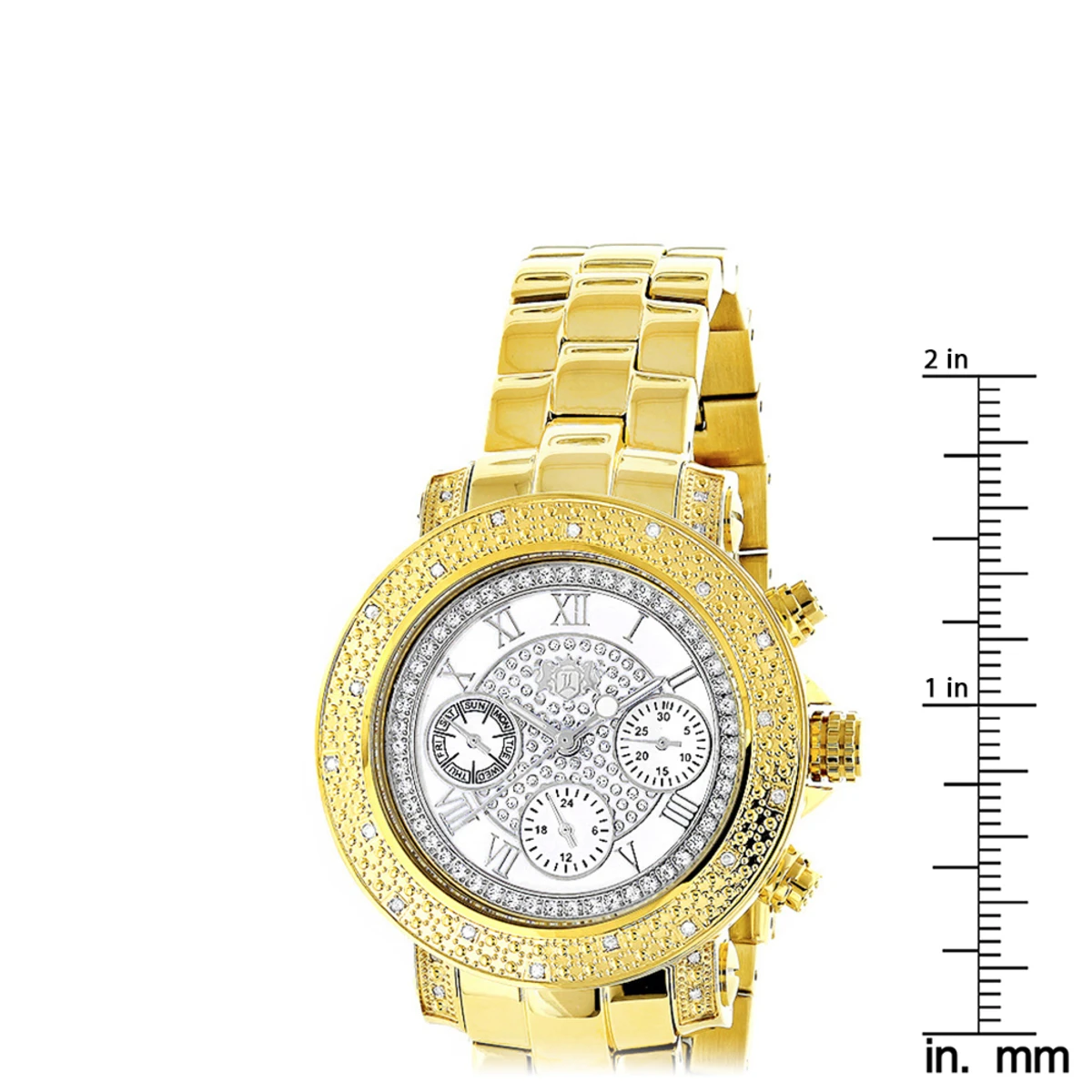 Yellow Gold Plated Luxurman Diamond Watch For Women 0.3ct White MOP Montana - Image 5